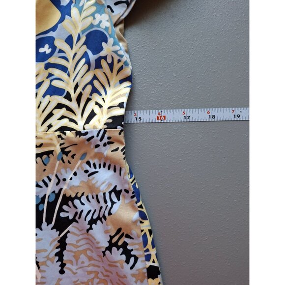 Talbots Floral Fit and Flare Dress Womens Size 4 Blue Yellow - Picture 7 of 8